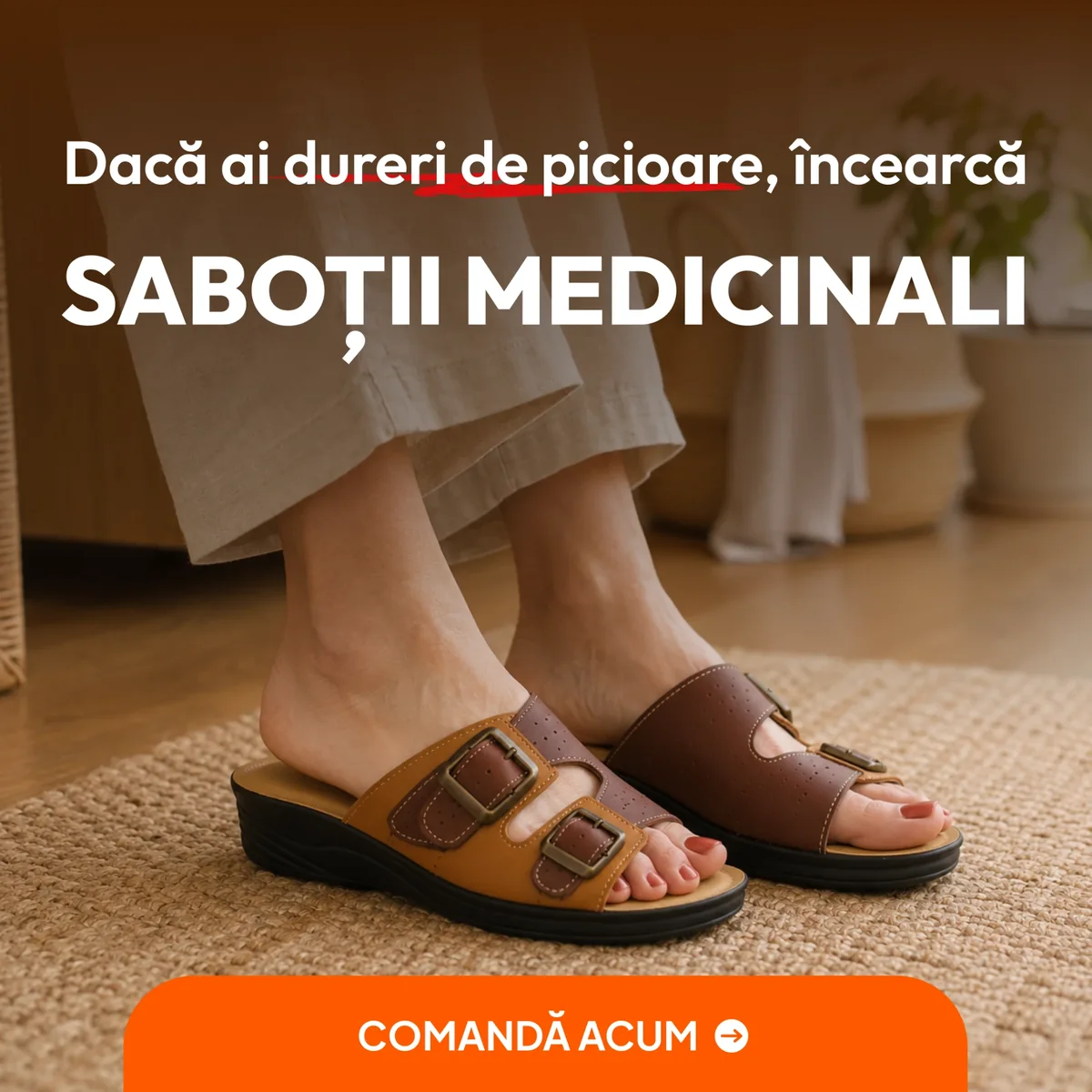 Reclamă statică saboți medicinali — pentru dureri de picioare