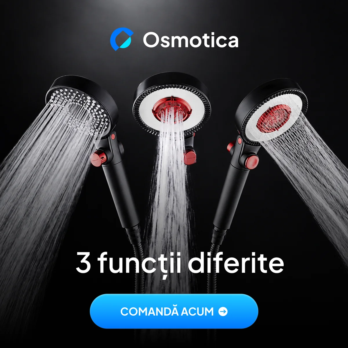Reclamă statică Osmotica — duș cu filtru, 3 funcții diferite